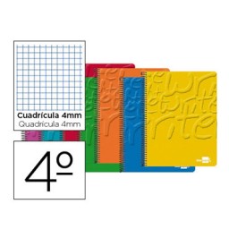 Cuaderno espiral liderpapel cuarto write tapa blanda 80h 60 gr cuadro 4mm conmargen colores surtidos.